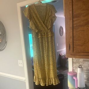 Max Studio Yellow Floral Maxi Dress